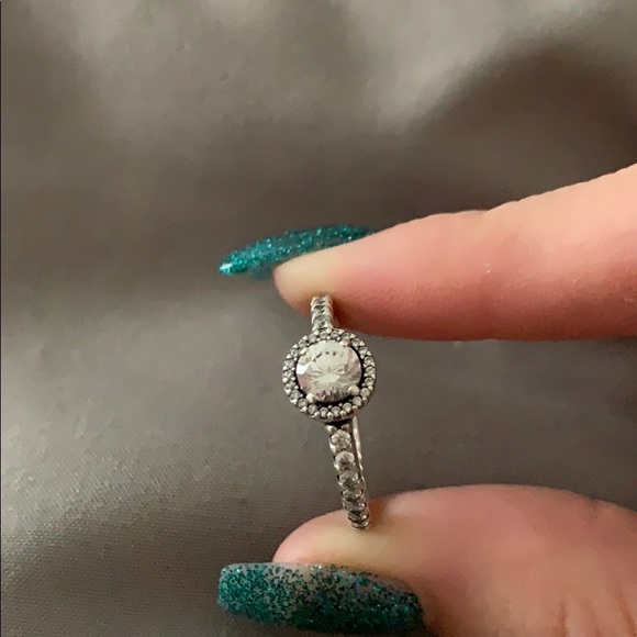 Authentic Pandora Round Sparkle Halo Ring - Picture 2 of 4